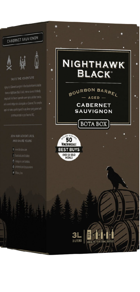 Bota Box Nighthawk Black Bourbon Barrel Cabernet 3.0L - Luekens Wine ...