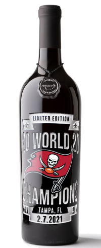 Tampa Bay Bucs 2020 World Champions Banner Etched Cabernet