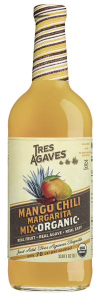 Tres Agaves Organic Mango-Chile Margarita Mix has just the right balance of sweet and spice to complement Tequila’s unique taste profile. It is crafted from simple ingredients, like organic mango purée, organic chili purée, agave nectar, and lemon juice, ensuring it tastes pure and refreshing. So, just add our award-winning Tres Agaves Organic 100% de Agave Tequila to make real, healthier, organic margaritas.