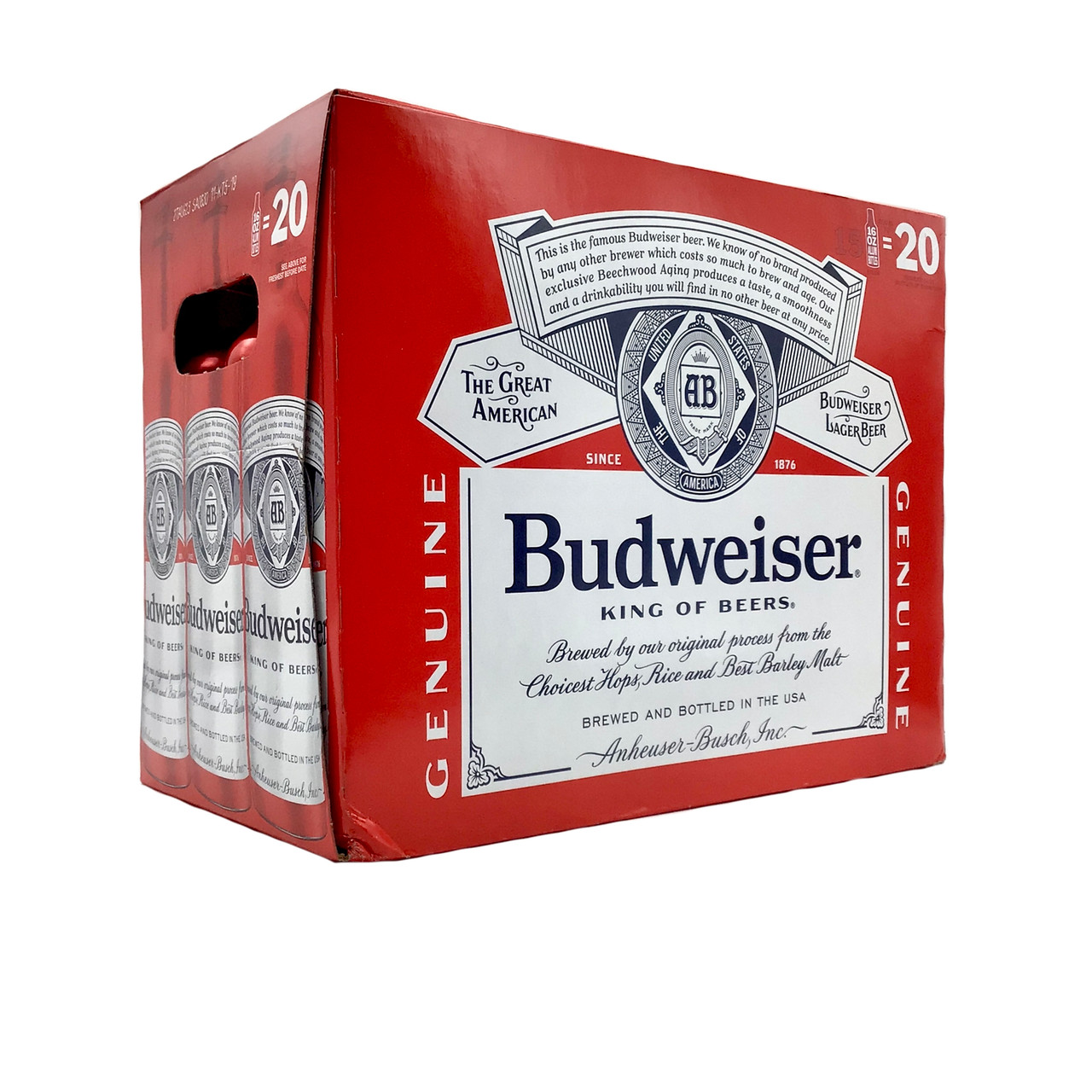 Budweiser Aluminum 16oz 20Pks Btls - Luekens Wine & Spirits