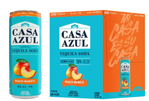 Casa Azul Peach Mango Tequila Soda 4pk Cn