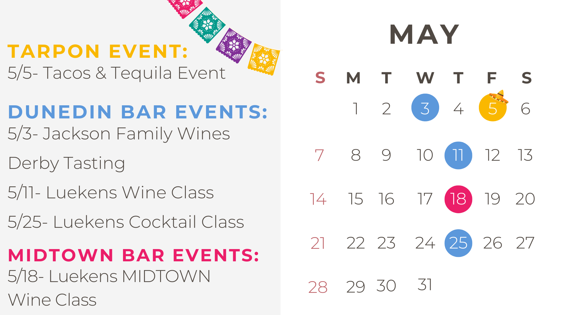 May Events Calendar Luekens Wine Spirits