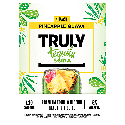 Truly Tequila Soda Pineapple Guava 12oz 4pk Cn