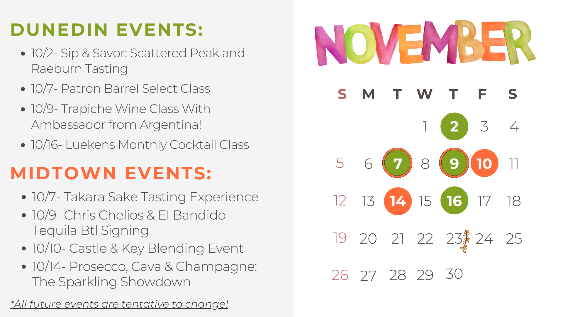 Updated November Events Calendar Luekens Wine Spirits